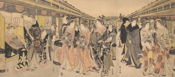 Courtesans Promenading på Nakanocho i Yoshiwara, ca. 1795.