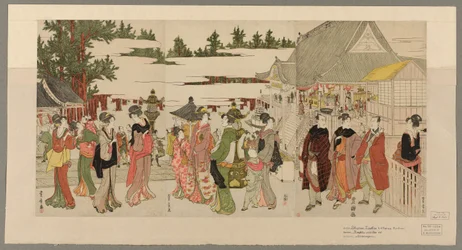 Nyårspilgrimsfärd till Myohoji-templet i Horinouchi (Horinouchi Myohoji eho mairi no zu)