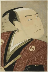 Skådespelaren Sawamura Sojuro III som Oboshi Yuranosuke i pjäsen "Edo no Hana Ako no Shiogama", uppträdde på Kiri Theatre den fjärde månaden, 1796