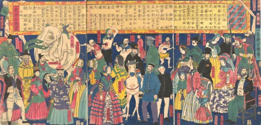 Bild av män och kvinnor från alla nationer, Bankoku danjo jinbutsu zue, 4:e månaden, 1861.