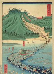 Kanaya, från serien Tokaido Highway, 1863 (träblock i färg)