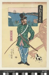 Rysk officer i Takanawa Beroemde plaatsen i Tokyo (serietitel) Tokyo meisho Takanawa, Woroshiya (titel på objekt)