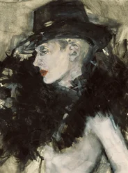 Elegant kvinna med svart hatt