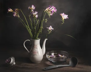 Stilleben med lila freesia