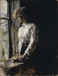 Vid fönstret. Porträtt av Olga Fyodorovna Trubnikova, 1886