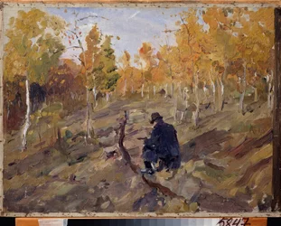 Constantin Korovin (Konstantin Korovin) (1861-1939) på jobbet. Målning av Valentin Alexandrovich Serov (1865-1911), olja på duk