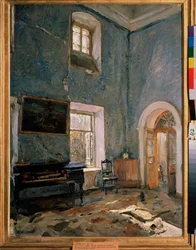 Hallen i en herrgård. Belkino fastighet, i Obninsk (Ryssland). Målning av Valentin Alexandrovich Serov (1865-1911), olja på duk