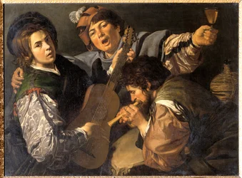 Tre män som gör musik, ca 1616 (olja på duk)