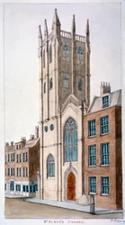 St Albans kyrka, Wood Street, London, 1824.