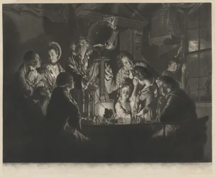 En filosof som visar ett experiment på luftpumpen, 1769.