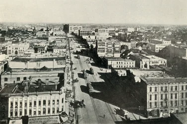 Winnipeg i dag, tittar upp huvudgatan. - The Rapid Growth of Modern Canada, c1930.