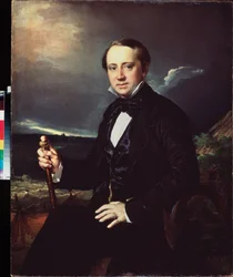 Porträtt av Alexandre Sapozhnikov (Porträtt av Alexander Sapozhnikov) - Painture de Vasili Andrievich Tropinin (Vasily Tropinine) (1776-1857), huile sur toile
