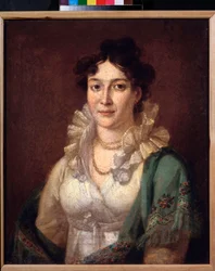 Porträtt av prinsessan Isabella de Conti (Porträtt av prinsessan Isabella de Conti) - Målning av Vasili Andreyevich Tropinin (Vassili Tropinine) (1776-1857), olja på duk, cirka 1810 - 1800-talets rysk konst - Museum of Private Collections in A Pushkin Mu