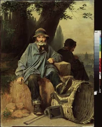 Loppis i Paris (Frankrike). Målning av Vasily (Vasily) Grigoryevich Perov (1834-1882), olja på duk