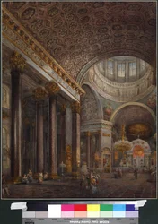 Interiörvy av Kazan-katedralen i St. Petersburg, av Sadovnikov, Vasily Semyonovich (1800-1879). Akvarell på papper