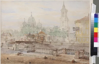 Voznesensky-bron över Katarinakanalen, av Sadovnikov, Vasily Semyonovich (1800-1879). Akvarell på papper
