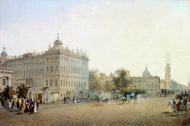 Utsikt över perspektivet Nevskij (Nevskij) i St. Petersburg 1830. Ryssland Akvarell av Vasily Sadovnikov (1800-1879) 1830 St. Petersburg. Eremitagets bibliotek