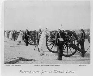 Avrättning med kanon i Brittiska Indien, ca 1890