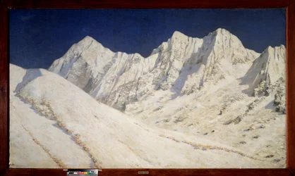 Indien, Snow on the Himalaya (Indien, Snow on the Himalaya) - Målning av Vasili Vasilyevich Vereshchagin (Vassili Vereshchagin) (1842-1904), olja på duk
