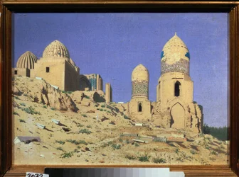 La necropole Shah I Zinda (Shah-i-Zinda) a Samarcande (Ouzbekistan) (Necropolis Shah I Zinda i Samarkand) - Peinture de Vasili Vasilyevich Vereshchagin (Vassili Verechtchaguine) (1842-1904), huile sur toile