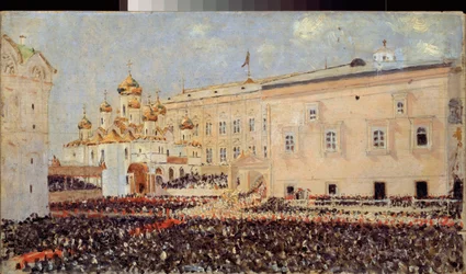 Kröningen av kejsar Alexander III (1845-1894) i Kreml i Moskva den 15 maj 1883