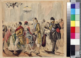 High Society Ball par Baranov, Vasili Venediktovich (1792-1836), första kvartalet av 1800-talet. - Akvarell på papper - State Lermontov Museum Tarkhany