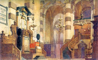 Scenografi för operan "Uriel Acosta", av Valentina Serova, 1885.