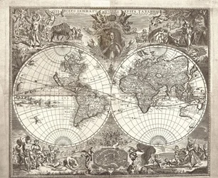 Dubbla halvklotskarta över världen, 1713