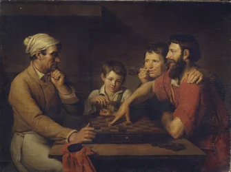 En kock som spelar utkast med en vaktmästare, 1824