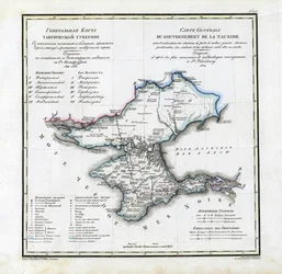 Karta över Taurida Governorate, 1822
