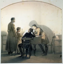 Vid pianot, 1855