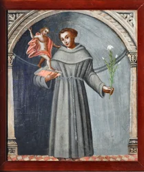 Sankt Antonius av Padua och Jesus (målning