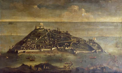 Tabarca ö, målning av okänd venetiansk konstnär, Tunisien