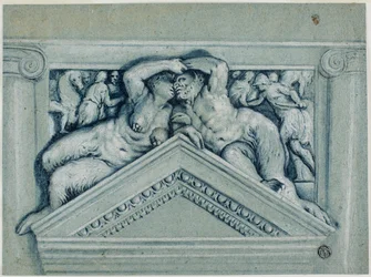 Overdoor med Satyr och Satyress