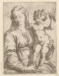 Mary med barn och en fågel