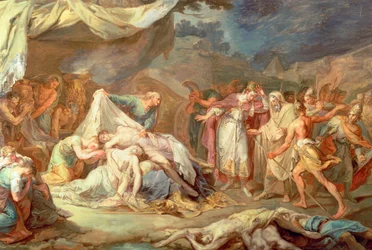 Cyrus den store inför Abradatus och Pantheus kroppar
