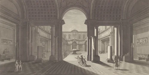 Utsikt över innergården till Museo Pio-Clementino, från 
