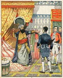 The Dey of Alger, Hussein ibn El Hussein slår den franska ambassadören M. Deval med ett fan