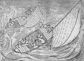 Seglingskappsegling: två regattor, Goëland och Monitor kapsejsade - utdrag från fyren i Kerkamadec - teckning av Crafty - i "" Le Centaure""