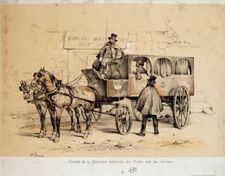 Postens bil - Litografi av Adam, ca. 1840