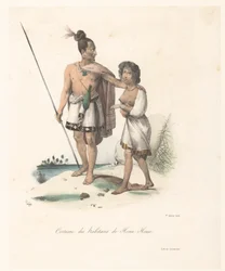 Kläder för invånarna i Houa-Houa (Nya Zeeland) Costume des habitans de Houa-Houa (titel på objekt) Exploration of the Astrolabe (serietitel) Voyage de découvertes de l