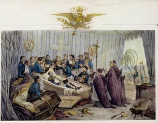 Öppnandet av Napoleon Bonapartes (1769-1821) kista på ön Sankt Helena den 16 oktober 1840.