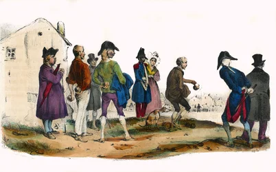 Martin, bollspelaren. I "" Album Grotesque, Choices of Outstanding Types", illustrationer av Victor Adam, Paris, cirka 1850.