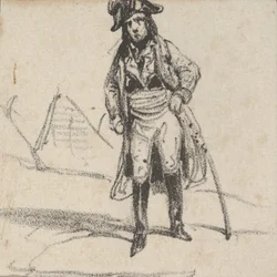 Soldat lutad på sitt svärd, mitten av 1800-talet.