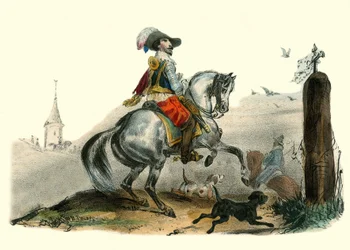 Viscounten av Sommiere, Languedoc-herre och landsherre. I "" Album Grotesque, Choices of Outstanding Types", illustrationer av Victor Adam, Paris, cirka 1850.