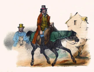 Nötköttshandlaren travar genom att beräkna sin vinst. I "" Album Grotesque, Choices of Outstanding Types", illustrationer av Victor Adam, Paris, cirka 1850.