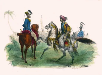 Två officerare i Alger. I "" Album Grotesque, Choices of Outstanding Types", illustrationer av Victor Adam, Paris, cirka 1850.
