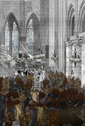 Affair of the Possessed of Loudun (Demons of Loudun) ca. 1630: de besatta nunnorna i kyrkan St Croix i Loudun under exorcism, efter händelserna i