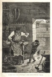 Biographie populaire illustrée de Gambetta - Folien gick sönder och träffade den unge åskådaren i ögat