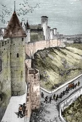 Förbud mot predikanter och arrestering av protestanter efter upphävandet av Edit de Nantes (dragonnader under Ludvig XIV (1681-1686): exil av protestanter som lämnar städer för att ansluta sig till gränserna (dragonnader i Frankrike under Ludvig XIV, frans